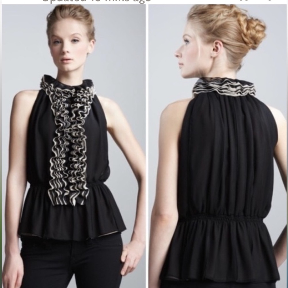 Robert Rodriguez Neiman Marcus Target Ruffled Neck Sleeveless Chiffon Blouse Sm